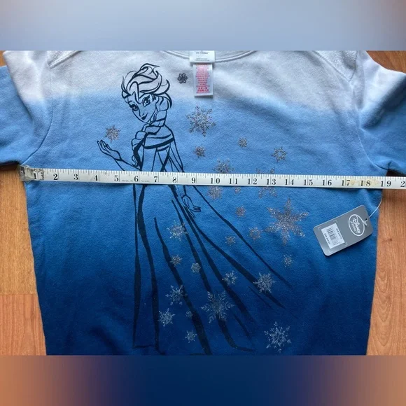 Disney Store Disney Frozen Princess Elsa Sweatshirt White & Blues NWT Sz Medium - Picture 7 of 10